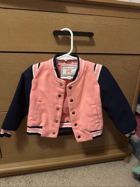 Janie and Jack Pink and Navy Girls' Bomber Jacket